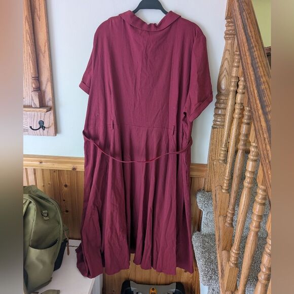 Modcloth X Collectif Cherished Era Maroon Burgundy Red Swing Dress Size 26 - Picture 7 of 10
